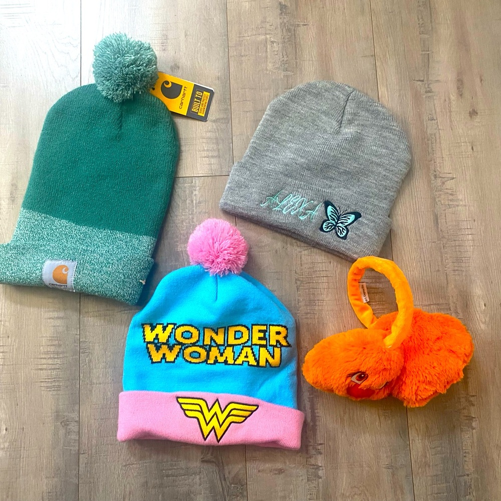 3 Brand new hats and 1 earmuffs (never used)